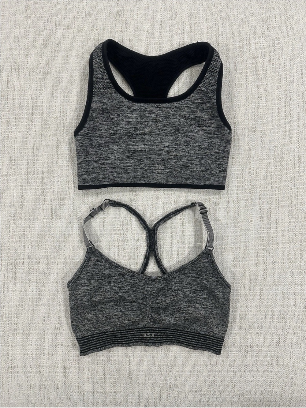 Victoria's Secret VSX Women's Heather Grey Sports Bras, Set Of 2, Small